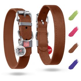 Brown Leather Dog Collar for Large Dogs Medium Small Dogs Adjustable Collar with Durable Buckle D Ring 11-14 inch Neck x 3/5 inch Wide