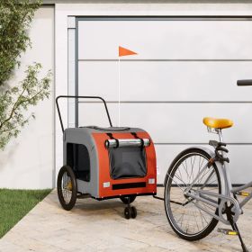 Pet Bike Trailer Orange and Gray Oxford Fabric and Iron