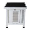 Modern Wooden Rabbit Cat Dog Hutch, Indoor/Outdoor Retreat House with Openable Roof for Small Pets, Weatherproof, Gray