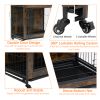 23.6"L x 20"W x 26"H Dog Crate Furniture with Cushion, Wooden Dog Crate Table, Double-Doors Dog Furniture, Dog Kennel Indoor for Small Dog, Dog House,