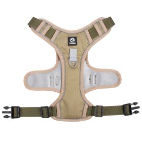 dog Harnesses; Cross border New Pet Towing Rope Vest Large Dog Chest Strap Reflective Explosion proof Flushing Dog Towing Rope (Specification (L * W): M, colour: Khaki)